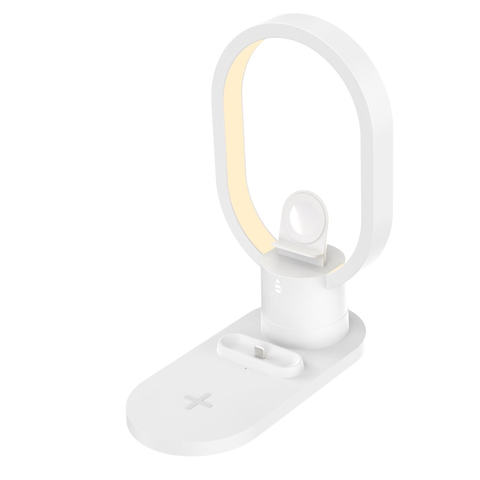 Wireless Magnetic Bedside Lamp With 4-In-1 Charging Station Â Compatible With Qi Devices White 9009879206774