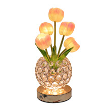 Nočná lampa Tulip – luxusná krištáľová stolová lampa s 3 teplotami farieb (studená/teplá/neutrálna biela), vhodná do spálne aj