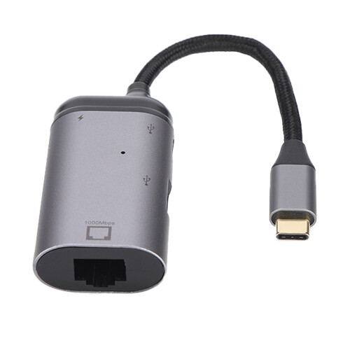 Adaptateur Type-C 3-en-1 : aluminium, RJ45/PD/USB-A, 100 W 1