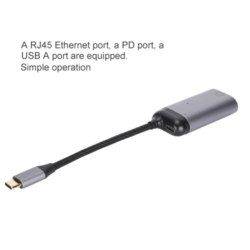 Adaptateur Type-C 3-en-1 : aluminium, RJ45/PD/USB-A, 100 W 2