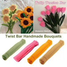 100Pcs Colourful Woolen Twisting Stick Parent-Child Interaction Intellectual Development DIY Crafts Handmade Bouquets,Dark Pink