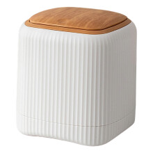 Small Trash Can with Lid, 5.31x5.31x5.7", Push-Button Countertop Wastebasket – Lightweight, Solid Color, Multipurpose for Home/Office/Bedside