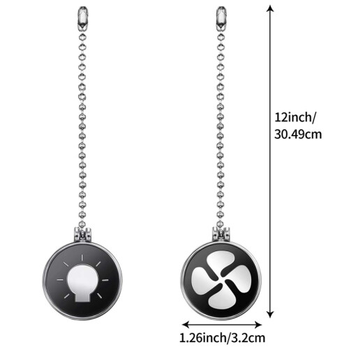 Ceiling Fan Pull Chain Set, 4Pcs Light Bulb and Fan Pattern Pull Chain Ceiling Fan Chain Extender with  Fan Chain 2