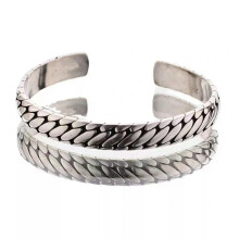 2pcs S925 Sterling Silver Open Bangle Personality Twisted Cuff Bracelet Men-default
