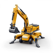 Transform Excavator Toys for Kids, 1/50 Scale Construction Vehicles Inertial Engineer Truck Toys for Boys Christmas Birthday Gifts(Yellow)