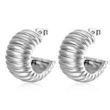 2026 Metal C-Shaped Hollow Stud Earrings for Women & Teens – Stainless Steel, Hypoallergenic, Compatible with Sensitive Ears