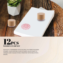 12 Stks Houten Stempels Bloemmotief Cirkels en Vierkanten Decoratief Rubber Houten voor DIY Card en Scrapbooking