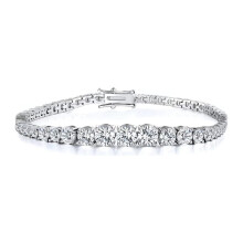 Cubic Zirconia Tennis Bracelet for Women Men 18K White Gold Plated Graduated CZ Bracelet Size 6-9 inches