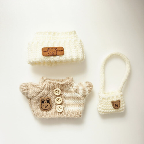 17cm Doll Outfits Kawaii Chic Set Button Up Stripe Sweater 2