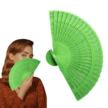 Event & Party Supplies,Colorful Floral Wooden Hand Fan Candy Colored Folding Fan With Intricate Carved Patterns Vintage Summer Accessory