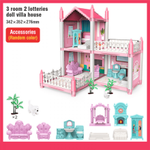 Kids Doll House 3-Room Pretend Play Set