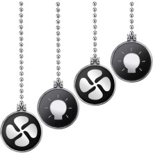 Ceiling Fan Pull Chain Set, 4Pcs Light Bulb and Fan Pattern Pull Chain Ceiling Fan Chain Extender with Fan Chain