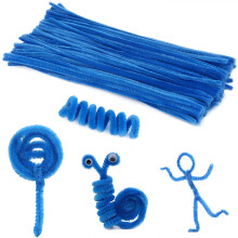 100pcs Lake Blue Pipe Cleaners, Solid Color Chenille Stems for DIY Arts, Crafts & Decor – Compatible with Standard Craft Projects