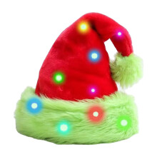 A Light Up Christmas Hat With String Of Lights Flock Fabric Santa Hat For Kids Holiday Party Decor Size 11X15X0.4 Inches Product Weight 0.18 Lbs