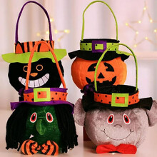 Halloween photo booth props pumpkin decal tote bag black