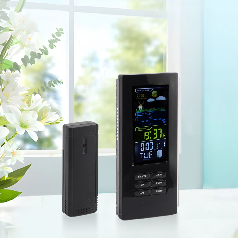 Wireless Weather Forecast Station Indoor Outdoor Thermometer Hygrometer Color Display Black 9361370215120