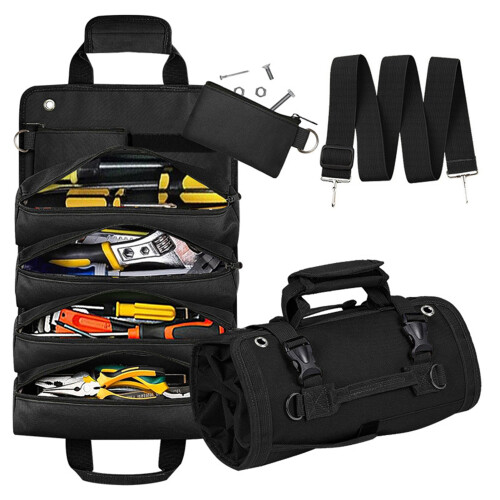(Black) Durable Tool Bag for Mechanics w/ Multi-Pockets 2
