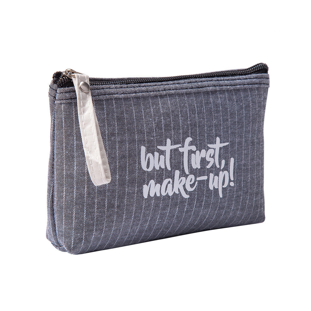 Penghui-Toys (Gray) Makeup Pouch Brushes Purse Mini Letter Print Zipper Travel Cosmetic Bag