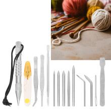 14 pièces/ensemble Kit d'aiguilles pour paracorde en aluminium argenté
