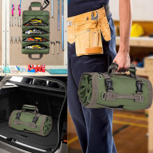 (Green) Heavy Duty Tool Bag Organizer with Multiple Pockets and Premium Material Suitable for Mechanic Electrician Plumber