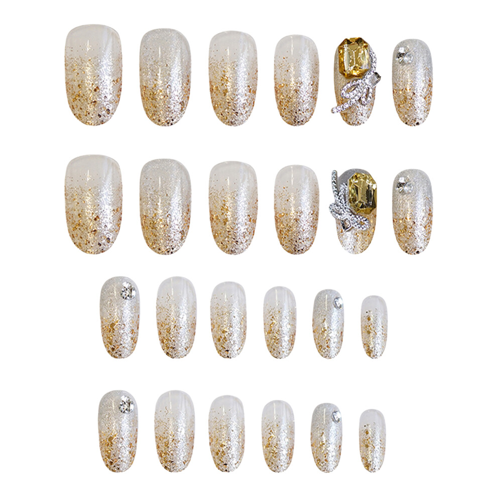 Dachuang Beauty 24Pcs Glitter Fake Nails, Odorless & Eco-Friendly