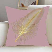 Housse de coussin en velours Holland 45x45cm rose estampé or