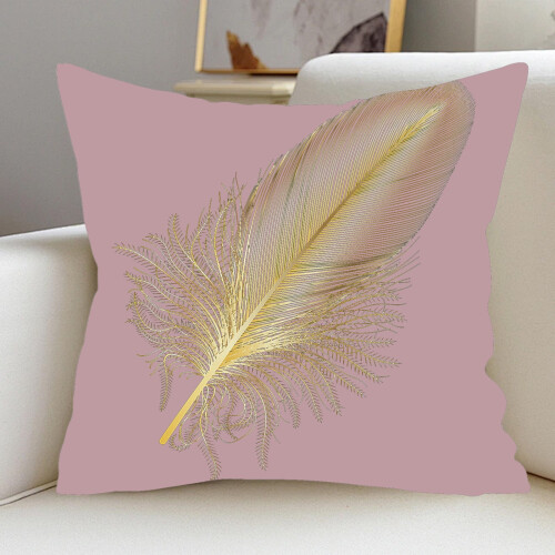 Μαξιλαροθήκη Holland Velvet 45x45cm με χρυσό και στάμπα σε ροζ χρώμα