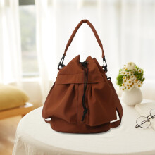Sac bandoulière à cordon pour femme, style seau, idéal pour les vacances et le travail, marron