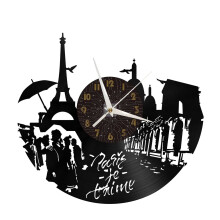 Horloge murale en vinyle Paris, décoration de cuisine, cadeau