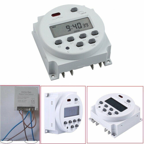 Timer digitale con display LCD, interruttore programmabile DC/AC 12V 16A 2