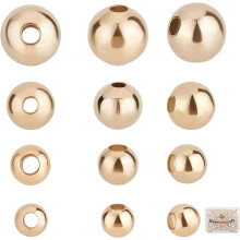200 cuentas espaciadoras redondas chapadas en oro de 24 quilates, 4 tamaños (3,5-6 mm), resistentes al deslustre, sin costuras, para la fabricación