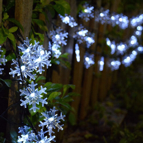 Ηλιακά φώτα χιονονιφάδας 23ft50-LED, πολύχρωμη εξωτερική χριστουγεννιάτικη 2