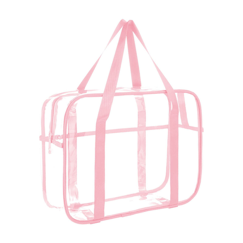 Large Clear Makeup Bag for Women â Transparent Travel Toiletry & Cosmetic Organizer with Handle, PVC Zipper Tote, Beach & Bathroom Use