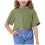 Top corti estivi da ragazza, magliette oversize a girocollo, a maniche corte, basic. 1
