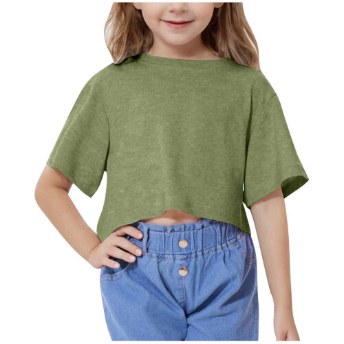 Top corti estivi da ragazza, magliette oversize a girocollo, a maniche corte, basic.