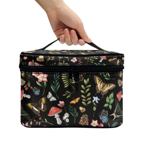 Makeup Bag Butterfly Leaf Pattern Polyester 8.86x6.5x5.9 2
