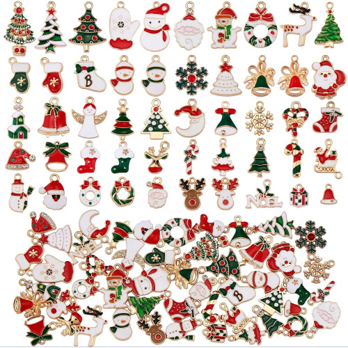 Christmas Enamel Charms Pendant Set 50 pcs