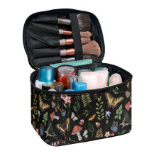 Make-uptasje met vlinder- en bladmotief, polyester, 8,86 x 6,5 x 5,9 inch