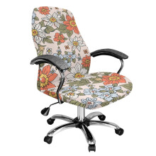 Stretchable Desk Chair Cover, Dustproof Soft Fit Slipcover with Elastic Band, Compatible with Universal Rotating Chairs, S Size, Flower Leaf