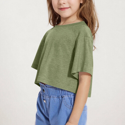 Top corti estivi da ragazza, magliette oversize a girocollo, a maniche corte, basic. 1