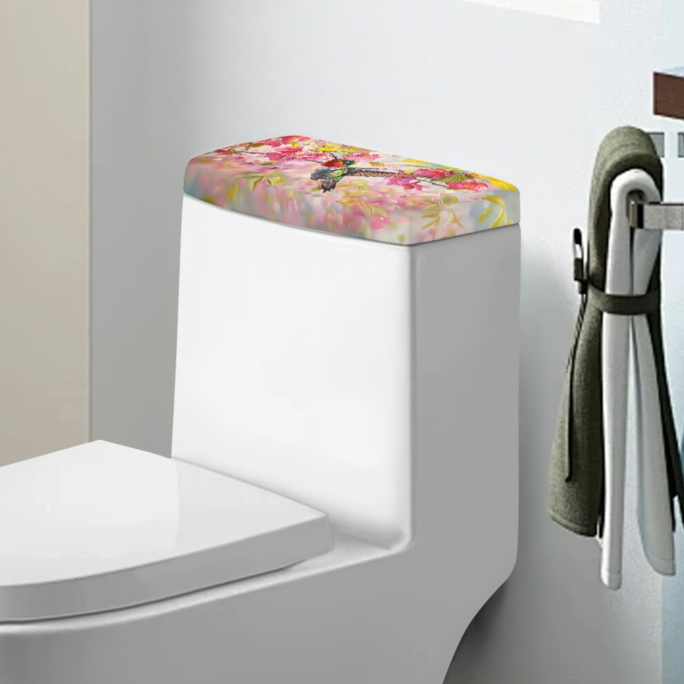 Floral Hummingbird Toilet Tank Lid Covers (Set Of 2), Washable & Dustproof, Compatible With Standard Toilet Tanks 9482726285786
