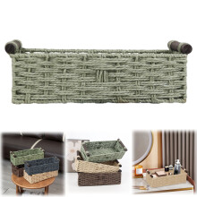 Storage Basket Woven Rope Rectangular Bathroom Organizer Toilet Paper Storage Countertop Basket 13.78 x 5.91 x 3.94 in