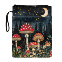 Copertina per libro in poliestere, 29 x 22 cm, lavabile, con motivo funghi fantastici.