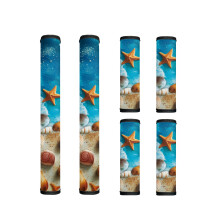 6 PCS Starfish Shell Print Fridge Door Handle Gloves, Anti-Skid, Compatible with Fridge/Dishwasher/Oven, Hook & Loop
