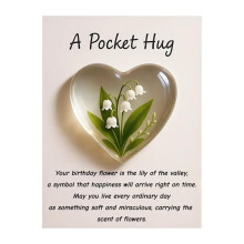 Birth Flower Pocket Hug Heart Greeting Card – Monthly Birthday Flower, Valentine's Gift for Women, Men, Friends, Families (3.7")