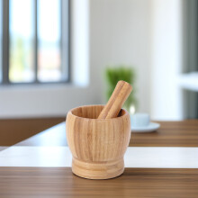 kitchen garlic pounder wooden mortar and pestle set khaki 1 Set