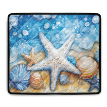 Water-Resistant Washing Machine Top Dust Cover Pad, 24x19.7", Starfish Shell Beach Design, Washable Laundry Room Protector Mat