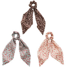 3-Pack Polka Dot Daisy Scarf Scrunchies, Satin Silk Long-Tail Bowknot Hair Bands, Ponytail Holders & Donut Ties for Women/Girls (Style13)