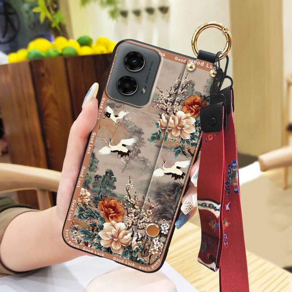 Moto G 5G 2024 Phone Case Â Shockproof Silicone Case With Kickstand, Dirt-Resistant Ring Holder, Wrist Strap & Lanyard, Chinese Style 9482726290032