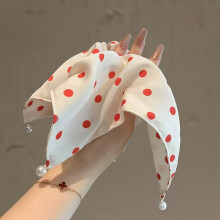 (6) XL Floral Beaded Scrunchy Hair Tie for Women